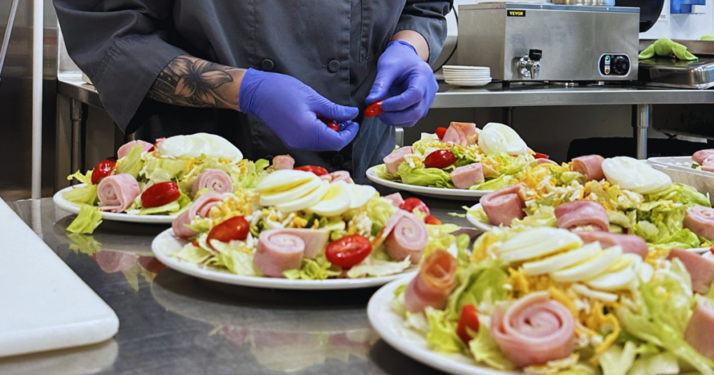 Traditional roast turkey lunch plated for cafe service