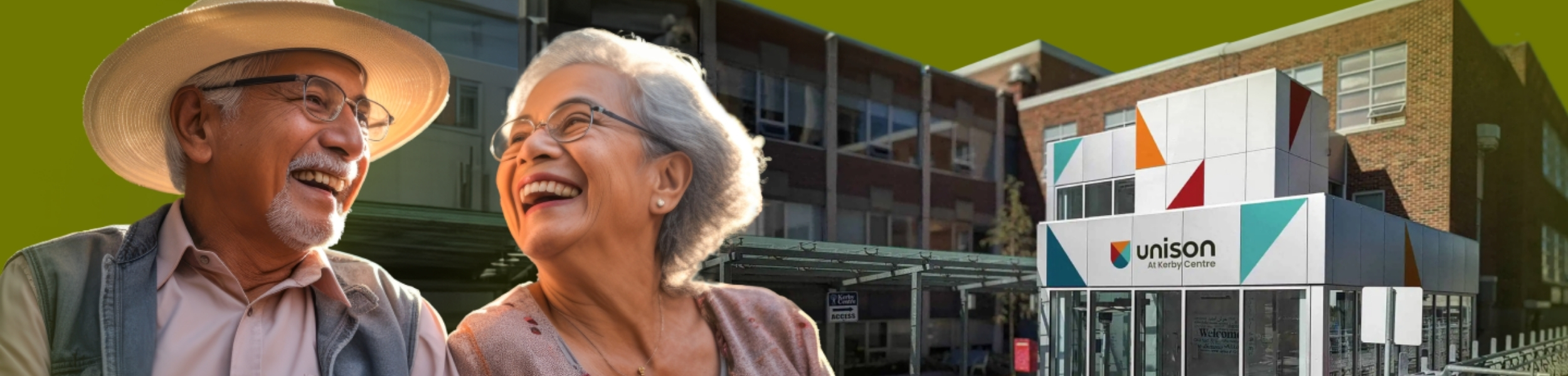 Older adults connecting in a bright Unison community space.