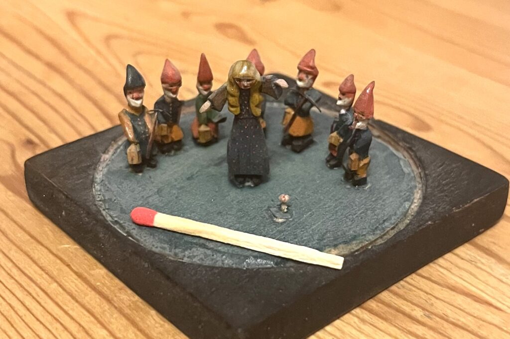 Aunt Carmen, Snow White & the Seven Dwarfs, matchstick version. Photo: Ada Muser