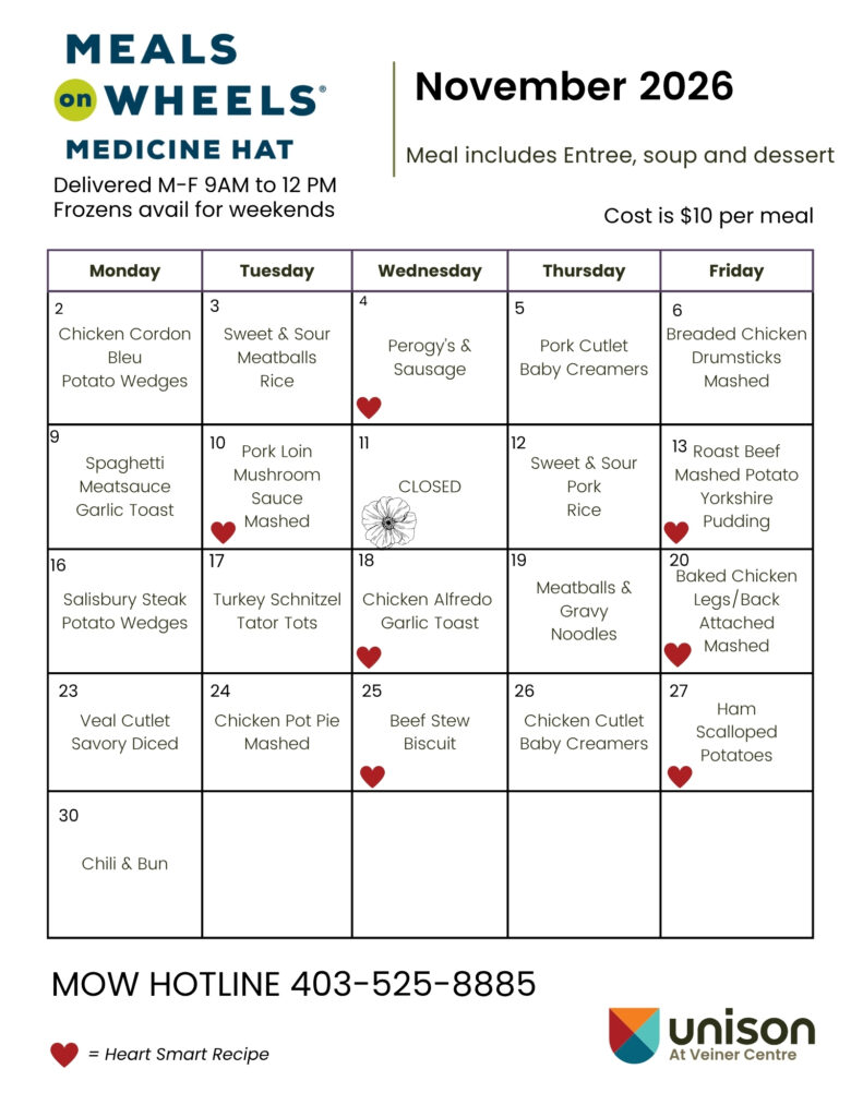 MOW November menu preview.
